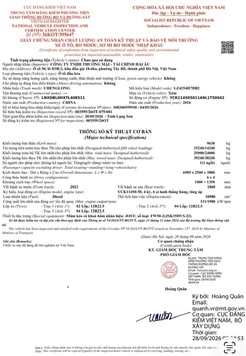 XE ĐẦU KÉO CHENGLONG HK 470HP - Cầu Láp  - 6x4